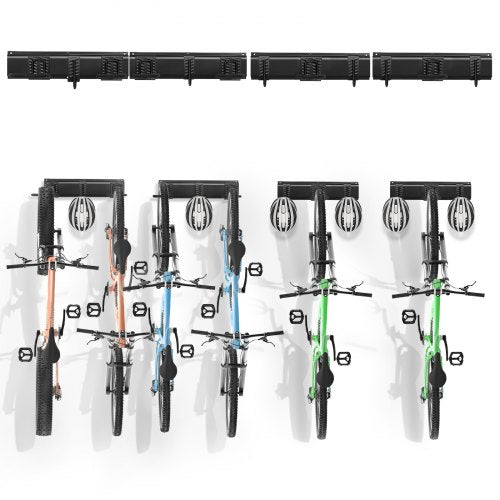 VEVOR Bike Storage Rack, 6 Bike Racks and 6 Helmets Hooks, Wall Mount Bike Storage Hanger, Home & Garage Organizer, Customizable for Various Bike Size