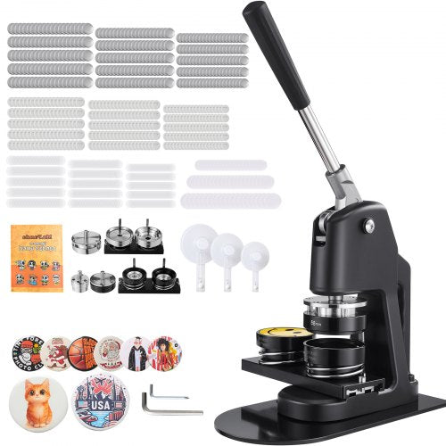 VEVOR Button Maker Machine, 1.26-2.28-2.95 inch 3-in-1, Plastic Pin Maker with 300pcs Button Parts, Circle Cutter and Magic Book, Reinforced Ergonomic