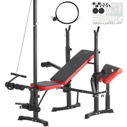 VEVOR Weight Bench, Multi-Functional Adjustable Bench, 600lbs Exercise Sit up Bench for Full Body Workout, Weight Bench Press for Home Gym Strength Tr