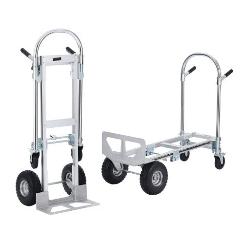 VEVOR Aluminum Folding Hand Truck, 2 in 1 Design 1000 lbs Capacity, Heavy Duty Industrial Collapsible cart, Dolly Cart with Rubber Wheels for Transpor