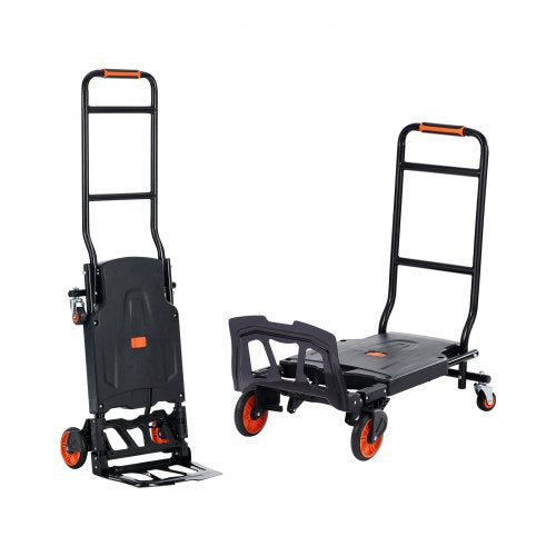 VEVOR Aluminum Hand Truck, 2 in 1, 136 kg Max Load Capacity, Heavy Duty Industrial Convertible Folding Hand Truck and Dolly, Utility Cart Converts fro