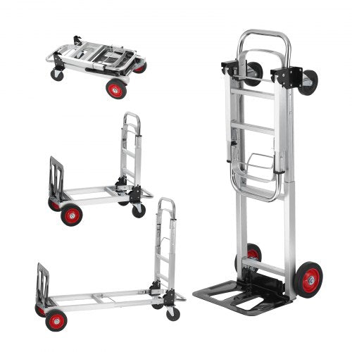 VEVOR Aluminum Folding Hand Truck, 2 in 1 Design 400 lbs Capacity, Heavy Duty Industrial Collapsible cart, Dolly Cart with Rubber Wheels for Transport