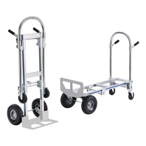 VEVOR Aluminum Hand Truck, 2 in 1, 362.9 kg Load Capacity, Heavy Duty Industrial Convertible Folding Hand Truck and Dolly, Utility Cart Converts from