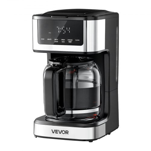 VEVOR Programmable Coffee Maker, 12 Cup Programmable Drip Coffee Makers with Touch Screen, 4-Hour Keep Warm Coffee Makers Drips, 2 Brew Strengths Drip