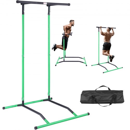 VEVOR Power Tower Dip Station, 2-Level Height Adjustable Pull Up Bar Stand, Multi-Function Strength Training Workout Equipment, Home Gym Fitness Dip B