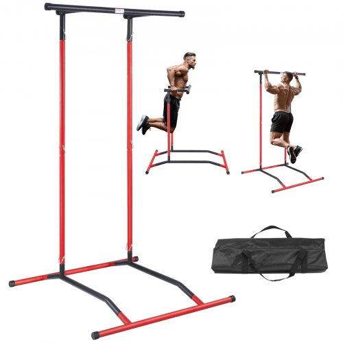 VEVOR Power Tower Dip Station, 2-Level Height Adjustable Pull Up Bar Stand, Multi-Function Strength Training Workout Equipment, Home Gym Fitness Dip B