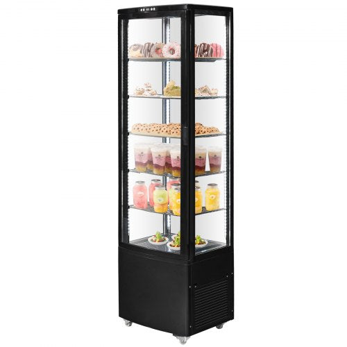 VEVOR Refrigerated Display Case, 9.8 Cu.Ft.-278L Large Pastry Display Case, 5-Tier Commercial Display Refrigerator with LED Lighting, TURBO Cooling, F