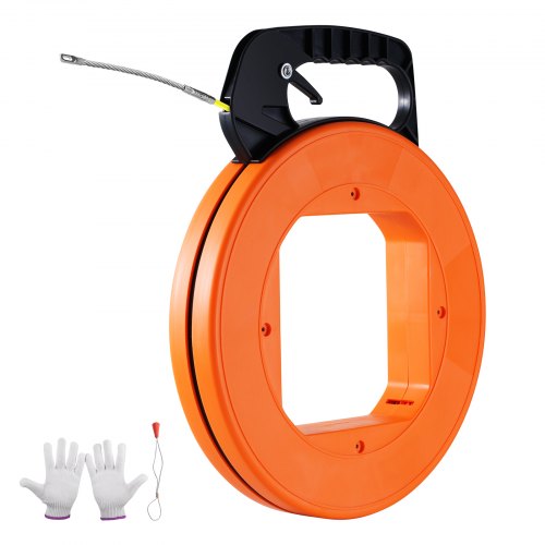 VEVOR Fish Tape, 200 ft, 3-16-inch, Fiberglass Wire Puller with Optimized Housing and Handle, Easy-to-Use Cable Puller Tool, Flexible Wire Fishing Too