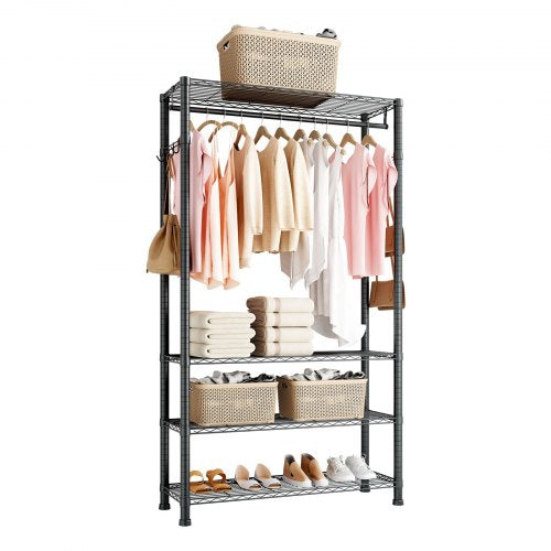 VEVOR Clothing Garment Rack, Heavy Duty Clothing Garment Rack, 4 Adjustable Tiers Clothing Racks with Carbon Steel, 227 kg Load Capacity Closet Wardro