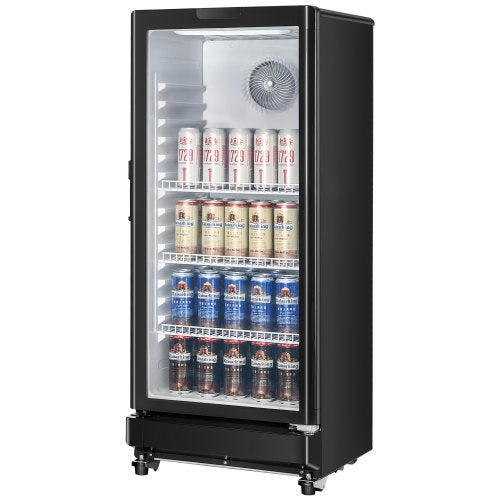 VEVOR Commercial Merchandiser Refrigerator, 5.7 CU.FT Glass Door Display Refrigerator Upright Fridge, Beverage Refrigerator Cooler Merchandiser with 3