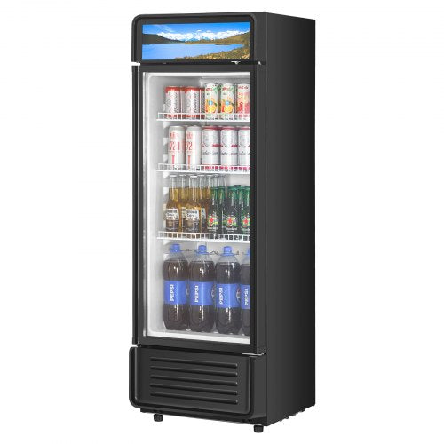 VEVOR Commercial Merchandiser Refrigerator, 12.2 CU.FT Glass Door Display Refrigerator, Beverage Refrigerator Cooler Merchandiser with Adjustable Shel