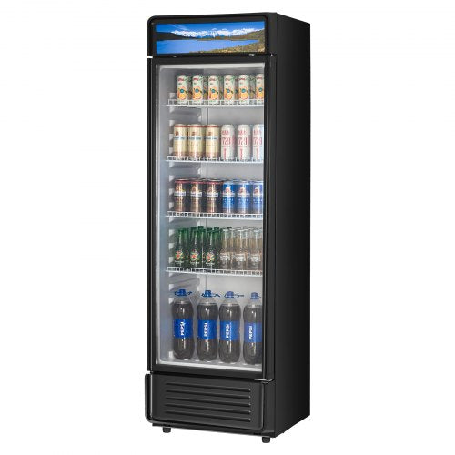 VEVOR Commercial Merchandiser Refrigerator, 13.3 CU.FT Glass Door Display Refrigerator, Beverage Refrigerator Cooler Merchandiser with Adjustable Shel