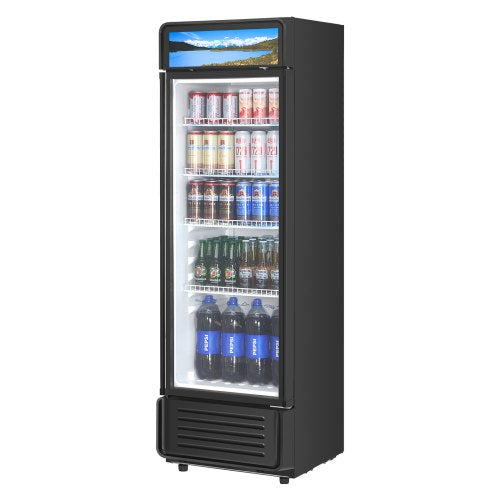 VEVOR Commercial Merchandiser Refrigerator, 9.7 CU.FT Glass Door Display Refrigerator, Beverage Refrigerator Cooler Merchandiser with Adjustable Shelv