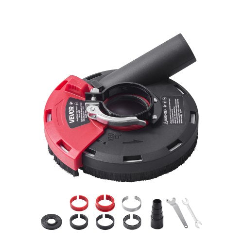 VEVOR Grinding Dust Shroud for Angle Grinder, Universal 4-5 in, Surface Grinder Dust Shroud with 6 Clamping Washers, Connect to Vacuum Cleaner, Suitab