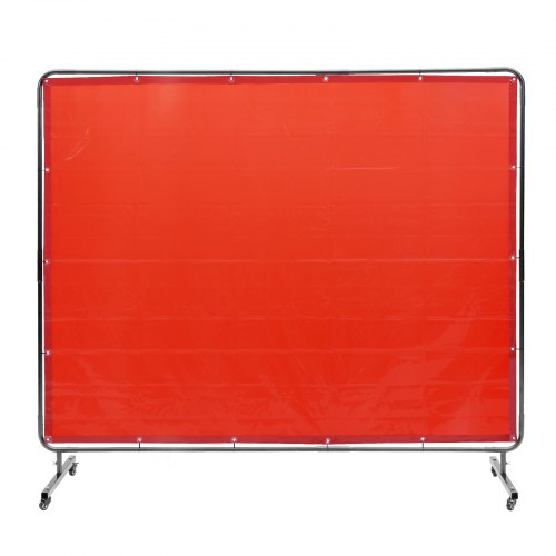 VEVOR Welding Screen with Frame, 1.83 x 2.44 m Welding Curtain Screen, Flame-Resistant Vinyl Welding Protection Screen on 4 Swivel Wheels (2 Lockable)