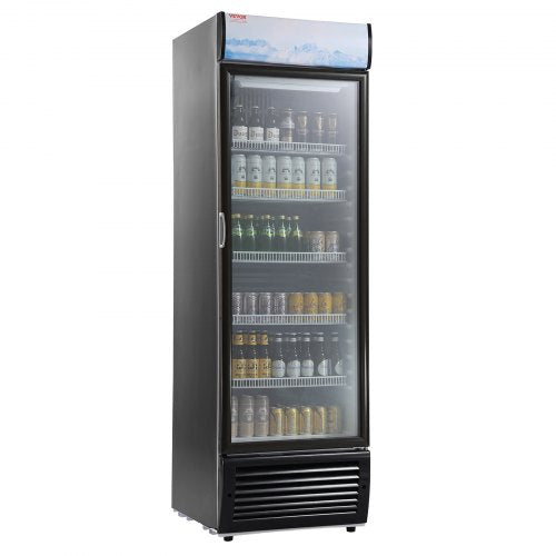 VEVOR Commercial Merchandiser Refrigerator, 14.8 Cu.Ft - 420L Beverage Refrigerator Cooler Merchandiser, Glass Door Display Refrigerator Upright Fridg