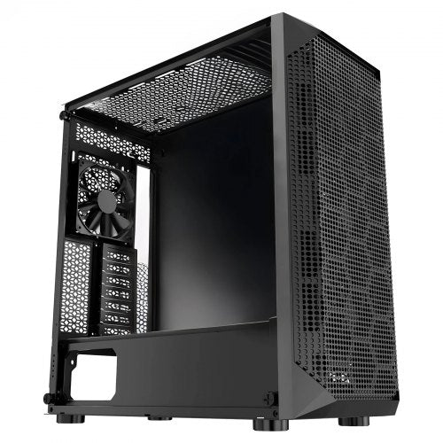VEVOR PC Gaming Case, Mid-Tower, Computer Case with High-Airflow Tempered Glass Panel, Dust Filter, 4 x 120 mm Fans, Cable Management, for GPU up to 2