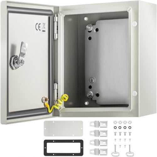 VEVOR NEMA Steel Enclosure, 25 x 20 x 15 cm NEMA 4X Steel Electrical Box, IP66 Waterproof & Dustproof, Outdoor-Indoor Electrical Junction Box, with Mo