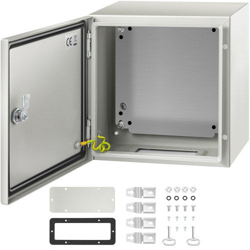 VEVOR Steel Electrical Box 12'' x 12'' x 8'' Electrical Enclosure Box, Carbon Steel Hinged Junction Box, IP65 Weatherproof Metal Box Wall-Mounted Elec