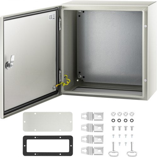 VEVOR Steel Electrical Box 16'' x 16'' x 8'' Electrical Enclosure Box, Carbon Steel Hinged Junction Box, IP65 Weatherproof Metal Box Wall-Mounted Elec