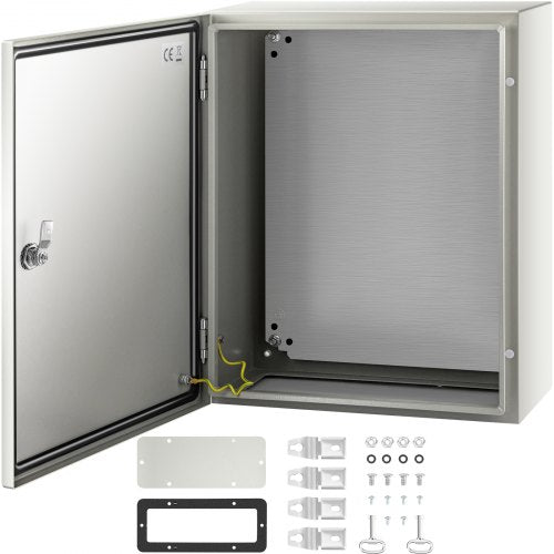 VEVOR Steel Electrical Box 20'' x 16'' x 8'' Electrical Enclosure Box, Carbon Steel Hinged Junction Box, IP65 Weatherproof Metal Box Wall-Mounted Elec