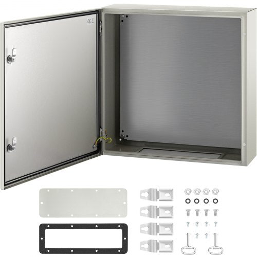VEVOR Steel Electrical Box 24'' x 24'' x 8'' Electrical Enclosure Box, Carbon Steel Hinged Junction Box, IP65 Weatherproof Metal Box Wall-Mounted Elec