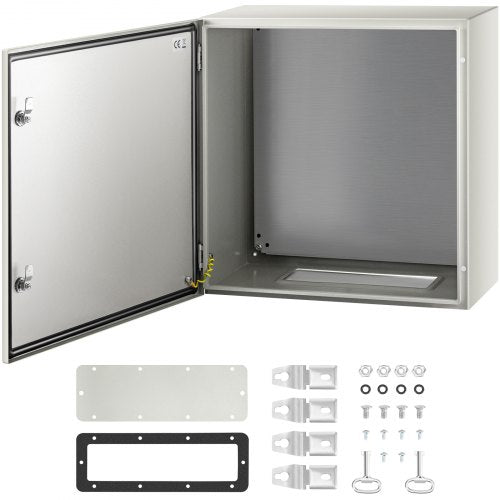VEVOR Steel Electrical Box 24'' x 24'' x 12'' Electrical Enclosure, Carbon Steel Hinged Junction Box, IP65 Weatherproof Metal Box Wall-Mounted Electro