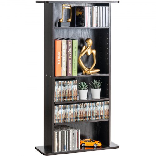 VEVOR Media Storage Cabinet, 5-layer DVD Shelf Holds up to 240 CDs, Adjustable CD Shelves, Protects & Organizes Music, Movie, Video Games or Memorabil