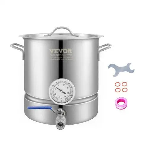 VEVOR Stainless Steel Kettle, 5 GALLON Brewing Pot, Tri Ply Bottom for Beer, Brew Kettle Pot for Beer Brewing, Home Brewing Supplies Includes Lid, Han Matron Inn