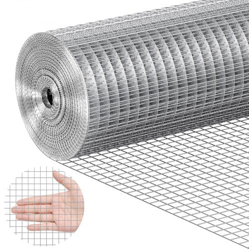 VEVOR Hardware Cloth, 1-2 inch 24in x 25 ft 19 Gauge, Hot Dipped Galvanized Wire Mesh Roll, Chicken Wire Fencing, Wire Mesh for Rabbit Cages, Garden,