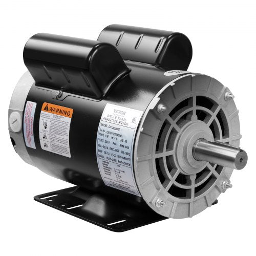 VEVOR 5HP Air Compressor Electric Motor, 230V 22 Amps, 56HZ Frame 3450RPM, 7-8" Keyed Shaft, CW-CCW Rotation, 2.25" Shaft Length for Air Compressors
