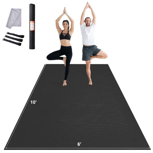 VEVOR Exercise Mat, Non Slip High Density Premium Yoga Mat, Exercise Yoga Mat for Men Women, Fitness & Exercise Mat with Bag & Carry Strap, for All Ty