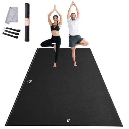 VEVOR Exercise Mat, Non Slip High Density Premium Yoga Mat, Exercise Yoga Mat for Men Women, Fitness & Exercise Mat with Bag & Carry Strap, for All Ty