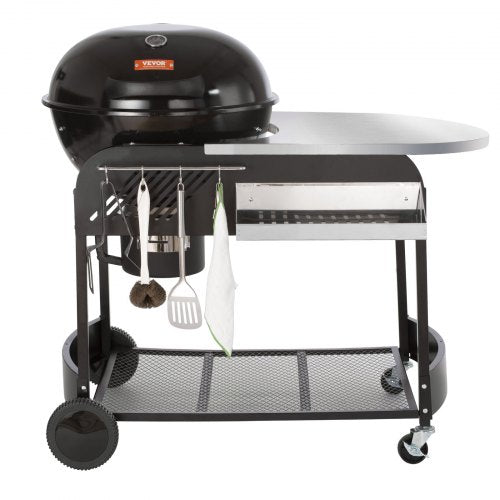 VEVOR 21 inch Portable Charcoal Grill, Propane Gas Kettle Grills with Cover and Cart, Heavy Duty Iron BBQ Grill, Freestanding Smoker for Outdoor Cooki
