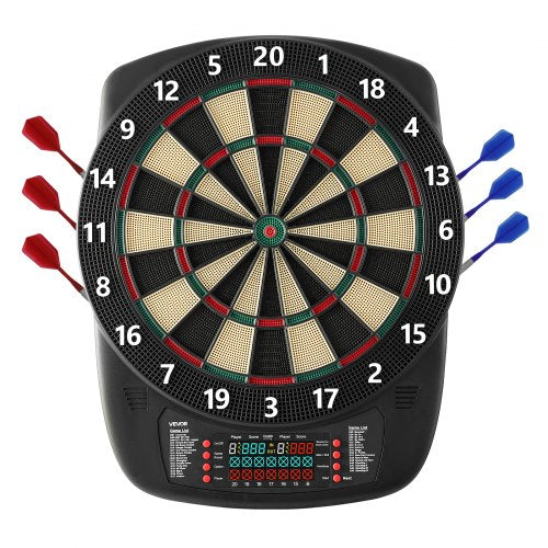 VEVOR Electronic Dart Board, 336mm Target Dartboard with 43 Games & 200+ Variations for Up to 8 Players, 6 Dart Shafts with Flights & 50 Soft Tips, Co