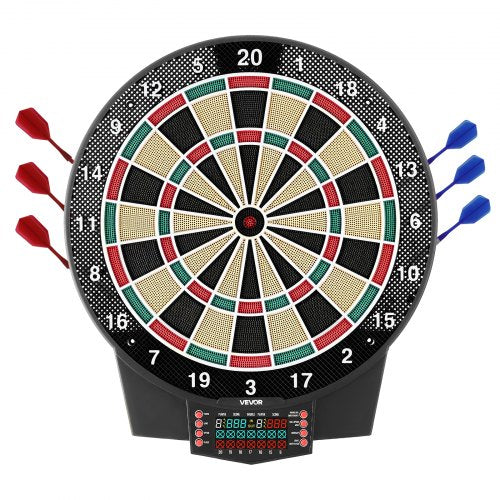 VEVOR Electronic Dart Board, 391mm Target Dartboard with 43 Games & 320+ Variations for Up to 8 Players, 6 Dart Shafts with Flights & 50 Soft Tips, Co