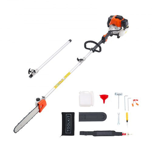 VEVOR Gas Pole Saw, 33CC 2 Stroke Gas Powered Pole Saws with 35.6 cm Cutting Bar, Cordless Tree Trimmer with 850ml Fuel Tank, 2.2 to 2.94 m  Extendabl