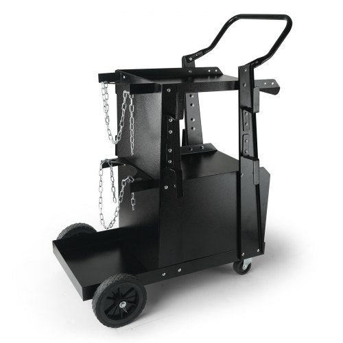 VEVOR Welding Cart, 2-Tier Heavy Duty Welder Cart with Anti-Theft Lockable Cabinet, 120.2 kg Weight Capacity, 360° Swivel Wheels, Tank Storage Safety