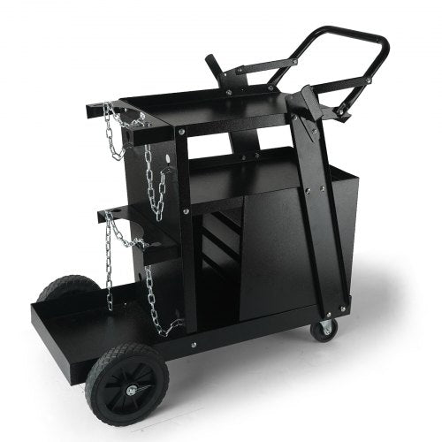 VEVOR Welding Cart, 2-Tier 4 Drawers Welder Cart with 120.2 kg Weight Capacity, 360° Swivel Wheels, Tank Storage Safety Chains, Heavy Duty Rolling MIG