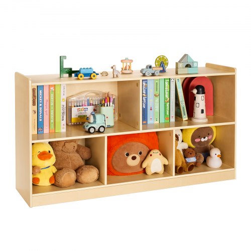 VEVOR Montessori Bookshelf, 45 in Width Toy Storage Organizer, 5-Section Kids Display Storage Cabinet, Daycare Furniture, Kids Bookshelf for Bedroom,