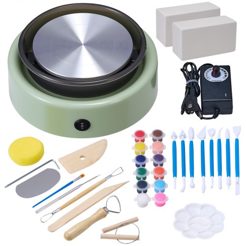 VEVOR Mini Pottery Wheel, 6 inch Turntable, Forward and Reverse Rotation, Adjustable Speed, Electric Clay Wheel for Kids and Beginners, with Shaping T