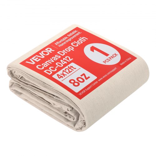 VEVOR Canvas Drop Cloth, 4x12 ft Painters Drop Cloth for Painting, 8oz All Purpose Canvas Tarp for Furniture & Floor Protection, Cotton Fabric Paint T