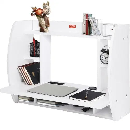 VEVOR Wall Mounted Floating Desk, Wall Mount Computer Desk With Power Socket and 70.9 in (1.8 m) Power Cord for Home Office, Space Saving  with Storag Matron Inn