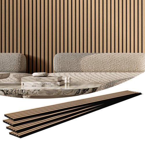 VEVOR Wood Slat Acoustic Panels, 7.9 x 94.5 inch, MDF Accent Wooden Wall Panels for Modern Interior Wall Decor, Faux Wood Wall Board Panels for Noise