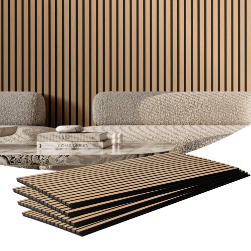 VEVOR Wood Slat Acoustic Panels, 23.6 x 47.2 inch, MDF Accent Wooden Wall Panels for Modern Interior Wall Decor, Faux Wood Wall Board Panels for Noise