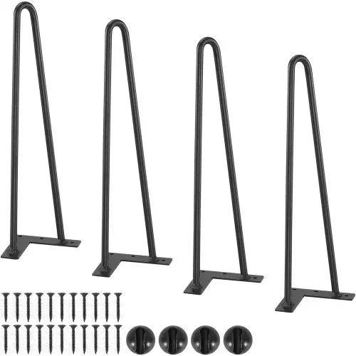 VEVOR 16" Hairpin Furniture Legs, Metal Home DIY Projects for Nightstand, Coffee Table, Desk, 500lbs Load Capacity with Rubber Floor Protectors, Metal Matron Inn