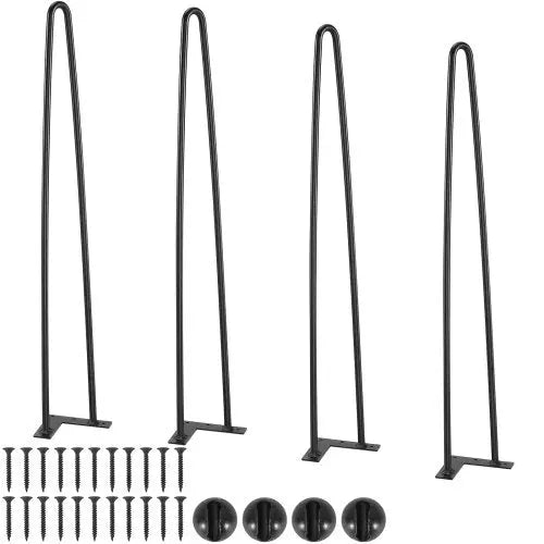 VEVOR 28" Hairpin Furniture Legs, Metal Home DIY Projects for Nightstand, Coffee Table, Desk, 500lbs Load Capacity with Rubber Floor Protectors, Metal