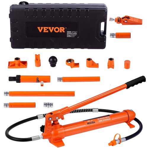 VEVOR 10 Ton Porta Power Kit, Hydraulic Ram with Pump, Car Jack with 4.6 ft-1.4 m Oil Hose, Bent Frame Repair Tool with Storage Case for Automotive, G