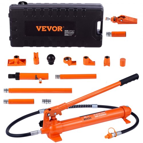 VEVOR 12 Ton Porta Power Kit, Hydraulic Ram with Pump with 4.6 ft-1.4 m Oil Hose, Portable Hydraulic Jack with Storage Case for Automotive, Garage, Fa