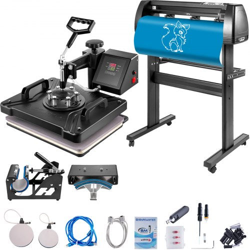 VEVOR 5 In1 12" X 15" (30 X 38cm) Heat Transfer Press + 28 Inch Vinyl Cutter Machine Kit Software